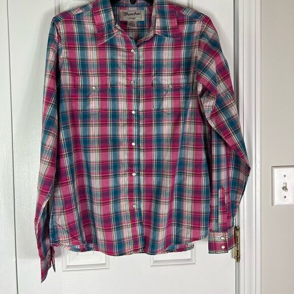 Wrangler Womens Pearl Snaps Button Down Shirt L - Picture 1 of 3